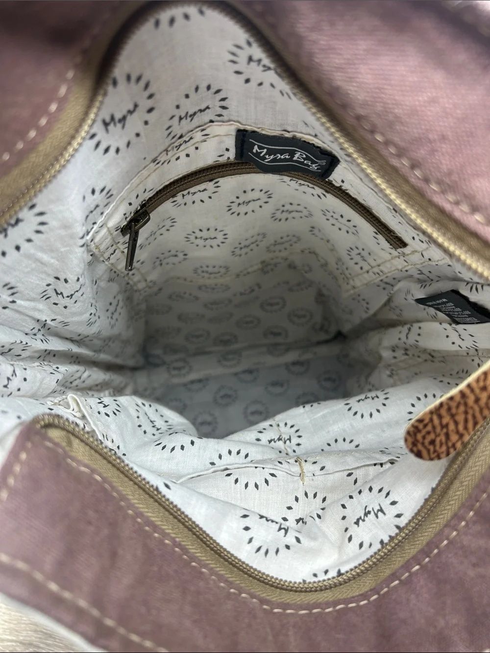 3375 Myra Bag Canvas Tote with Cream Printed Lining 253375 - Picture 4 of 5